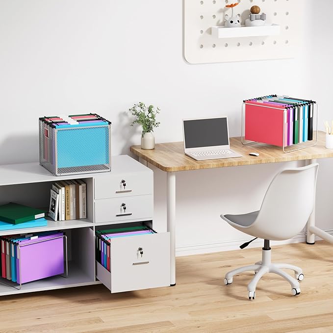 Plastic Extra Capacity Hanging File Folders Letter Size,1 Inch Expansion,12 Pack Reinforced Heavy Duty Hanging Folders,File Cabinet Folders,Expandable Hanging File Folder,Assorted Colors