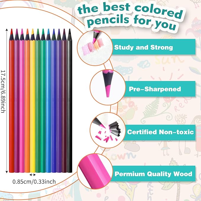 Colored Pencils Bulk,48 Count Colored Pencils for Kids, 4Packs 12 Colors, Back to School Supplies For Teachers,Back to School Supplies, Classroom Prizes