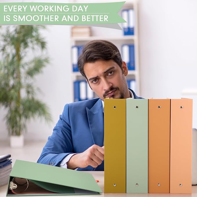 Ctosree 10 Pack Colored 3 Ring Binder with 2 Pockets Hardcover Loose Leaf Binder for Women Men Teacher Student School Office Home Supplies, Fits 11 x 8.5 Size Paper, 10 Colors(2",Simple Color)