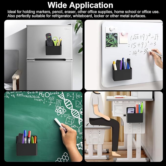 Magnetic Pen Holder,2 Pack Magnetic Dry Erase Marker Holder with Generous Compartments,Strong Magnet Storage Marker Pen Pencil Organizer for Office, Refrigerator, Whiteboard,Locker and Metal Cabinets