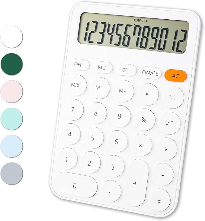 Standard Calculator 12 Digit,6.2 * 4.2in Desktop Large Display and Buttons,Calculator with Large LCD Display for Office,School, Home & Business Use,Automatic Sleep,15 °Tilt Screen