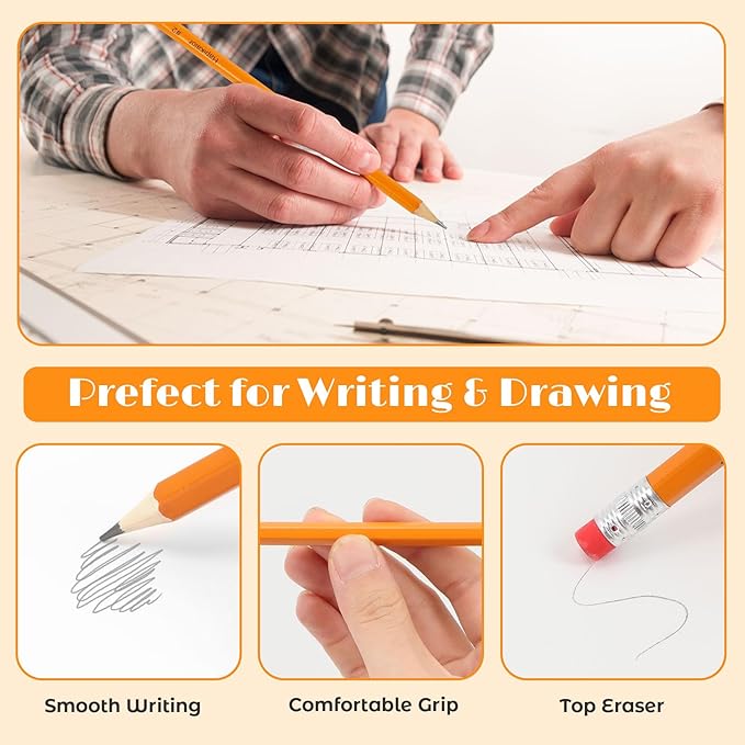 Back to School Supplies, 360-Pack Sharpened #2 Yellow Pencils with Erasers, Bulk Pack Graphite Pencils for School Classroom Teacher Supplies, Writing, Drawing and Sketching