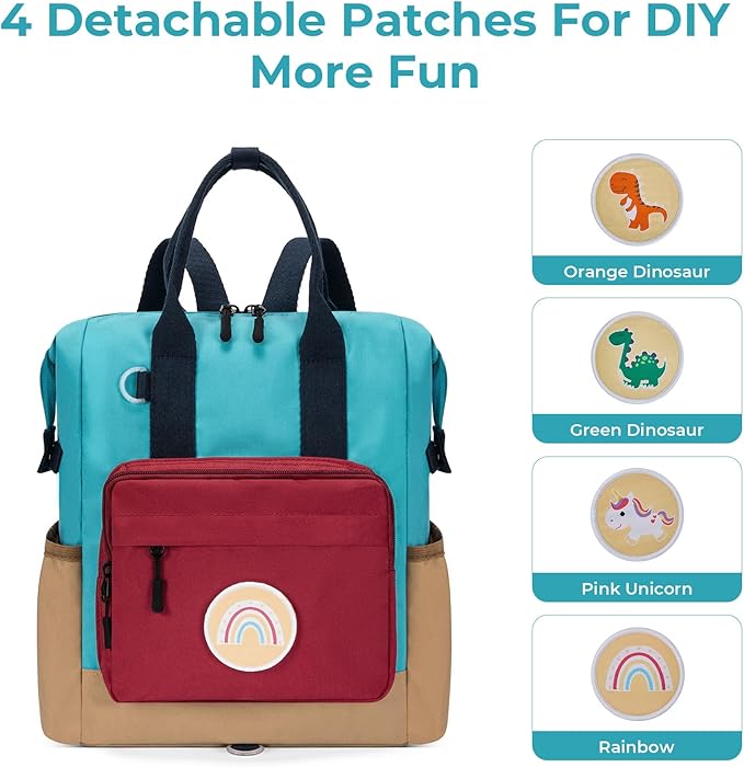 CLUCI Toddler Backpack Kids Backpacks For Boys Preschool Kindergarten Elementary Daycare Backpack For School & Travel Bookbag with 4 Detachable Cute Patches