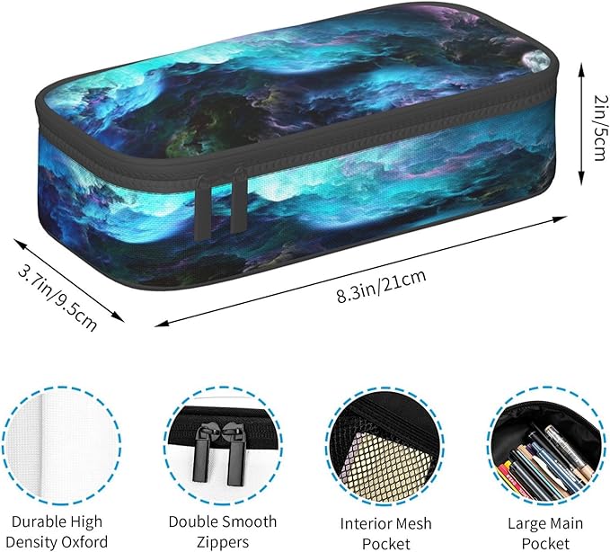 Beautiful Cloud Large Pencil Case With Zipper Compartments Stationery Pencil Bag For Kids Teens Students School Supplies