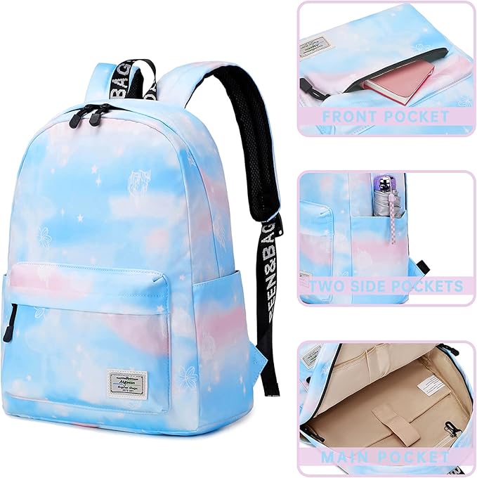 Lohol Galaxy Backpack for School Travel, Lightweight BookBag for Girls Kids