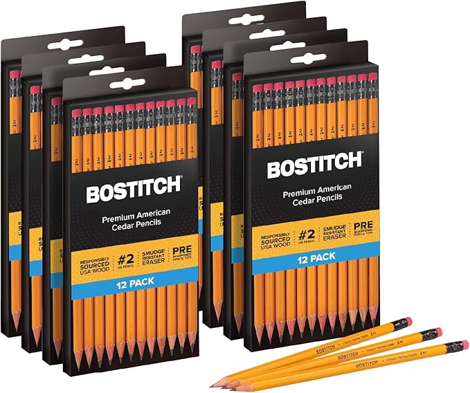 Bostitch Premium American Cedar Pencils, 96 Count