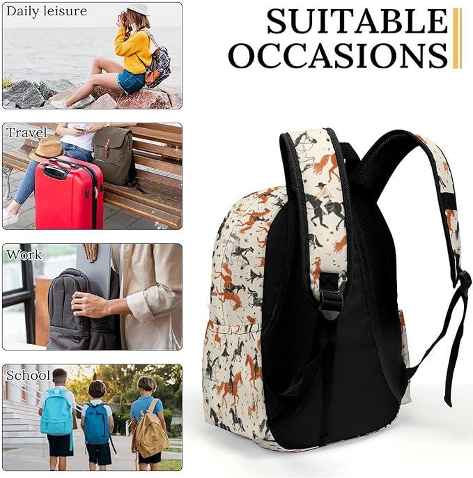 17 Inch Laptop Backpack Vintage Western Cowboy Teen Girls Boys School Backpack Bags Travel Bookbag Back Pack Outdoor Daypack for Women Men