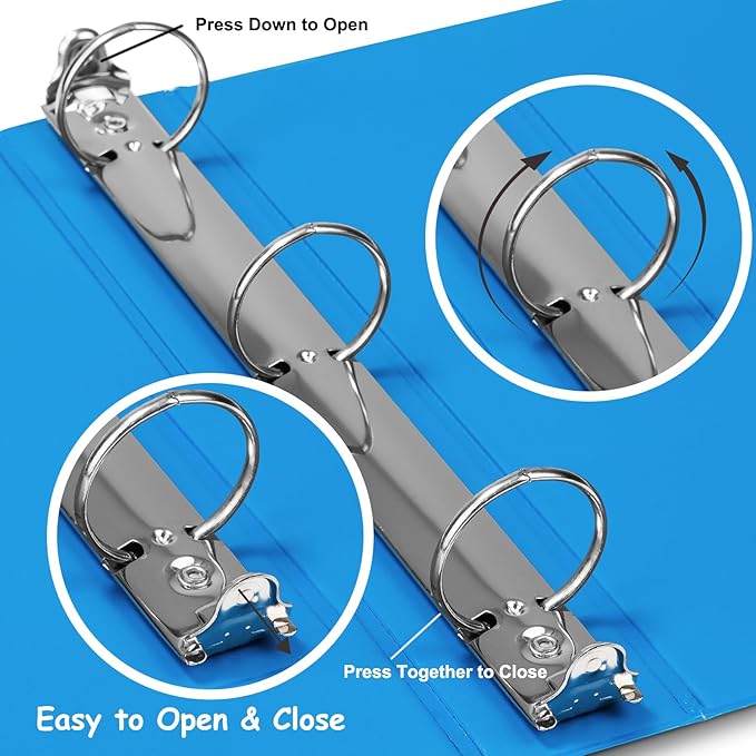 COMIX 3 Ring Binder 1.5 inch with Clear View Cover, 1.5" View Binder Holds 300 Sheets of US Letter Size Paper, 6 Pack (Light Blue)