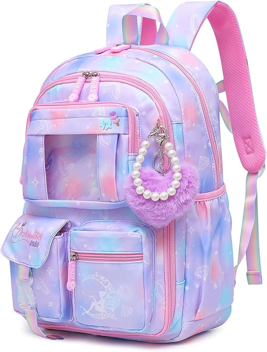 Sweet Girls Backpack - Stylish Splash-resistant School Bag with Multiple Pockets & Trendy Laptop Compartment（17inch Purple）