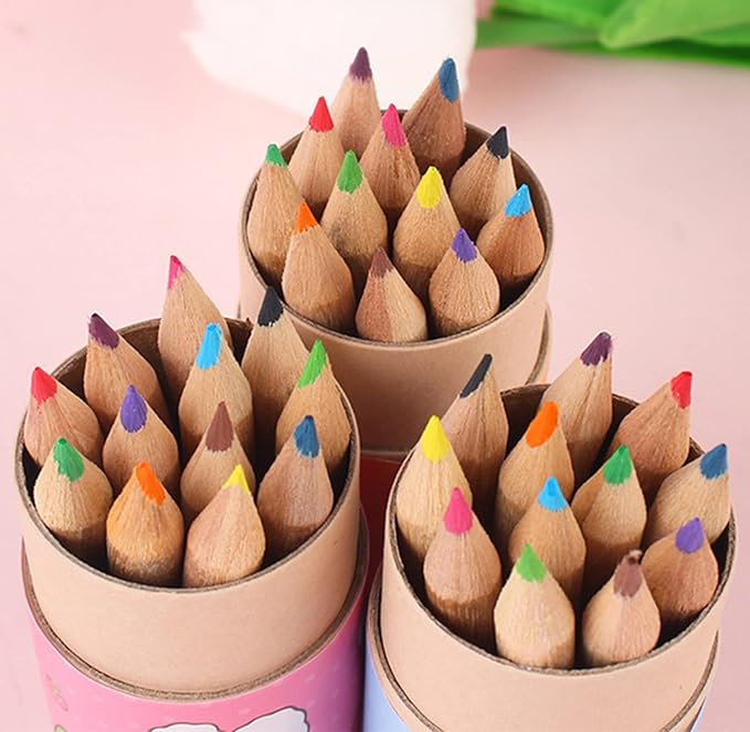 8 Packs Mini Colored Pencils with Sharpener in Tube Portable Drawing Art Cartoon Pencils for 3 Years and Up Kids Adults Writing Sketching Painting,12 Colors in Tube
