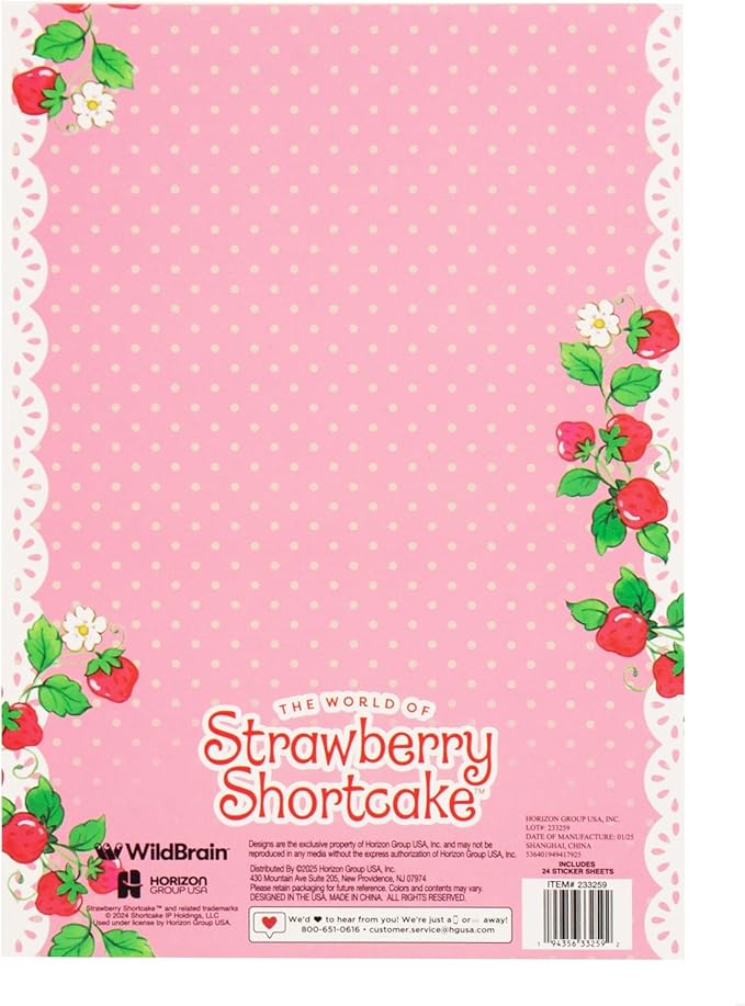 Horizon Group USA Strawberry Shortcake 1,000+ Sticker Book, Cute Stickers for Kids, Scrapbooking, Planning, Journaling, Water Bottles, Letter Stickers, and Gifts for 7-Year-Old Girls.