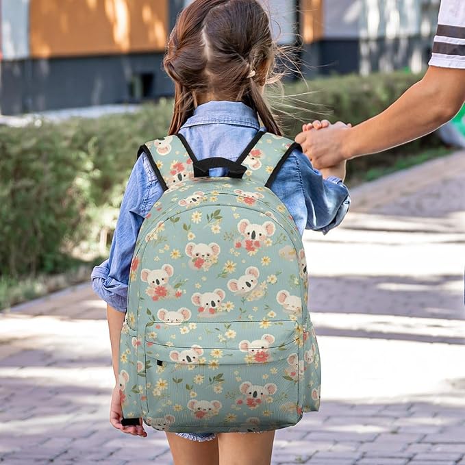 17 Inch Laptop Backpack Cute Koala Face Spring Flowers Teen Girls Boys School Backpack Bags Travel Bookbag Back Pack Outdoor Daypack for Women Men