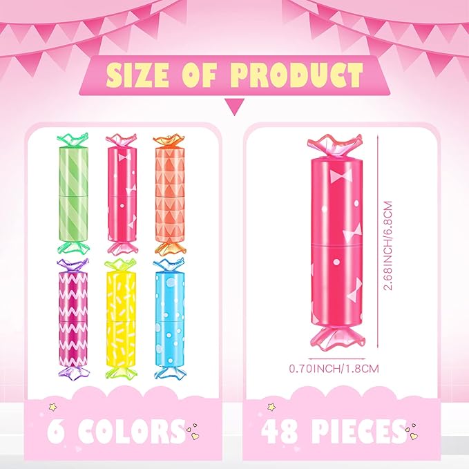 Sabary 48 Pieces Back To School Mini Highlighter Bulk Candy Highlighter for Kids Student Cute Chisel Tip Marker Pen for Candy Party School Office Supplies, Assorted Colors