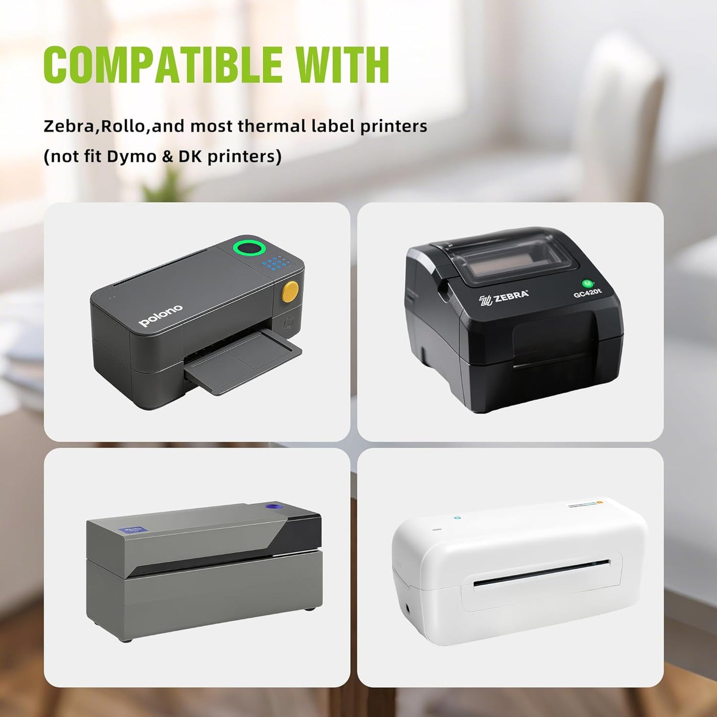 2"x 1" Direct Thermal Labels-Perforated Barcodes, Shipping Label Paper, Compatible with Zebra & Rollo Printers（1 Roll，1000 Labels/Roll）