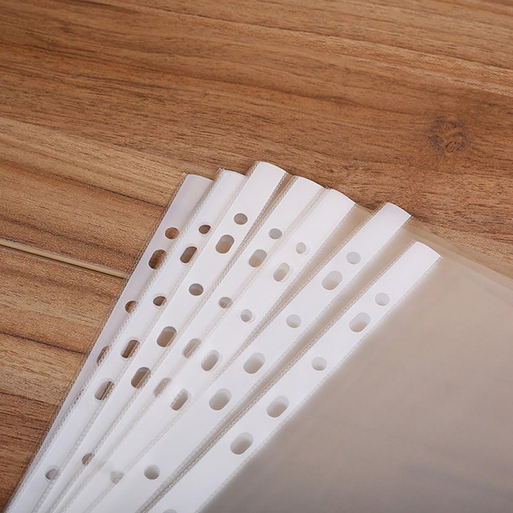 A4 Punched Pocket, Sheet Protectors, 100 Pages Clear Sheet Protectors for Binders, Heavy Duty Plastic Page Protectors Sheet Reinforced 11-Hole, Top Loading Paper Protector for Home, Office