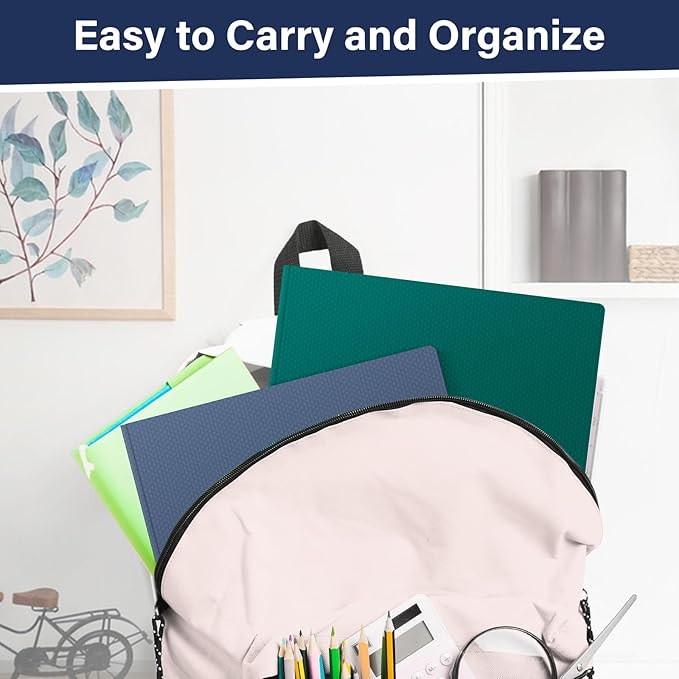 12-Pack Plastic Folders with Pockets and Prongs,2-Pocket Folders with 3 Fasteners, Poly Folders Holds 8-1/2" x 11" Paper for School/Office/Home, Blue