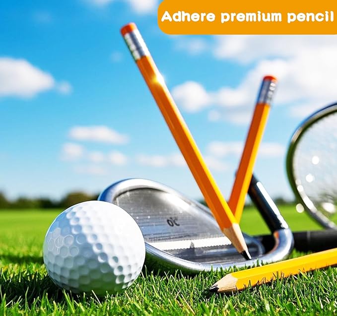Adhere 25pcs Golf Pencils with eraser Hexagon Wooden Pencils Graphite 2B for Golf Event Scoring,Classroom,Wedding,Company Meetings,Pew, Pocket (z-Orange・Round ・50pcs)