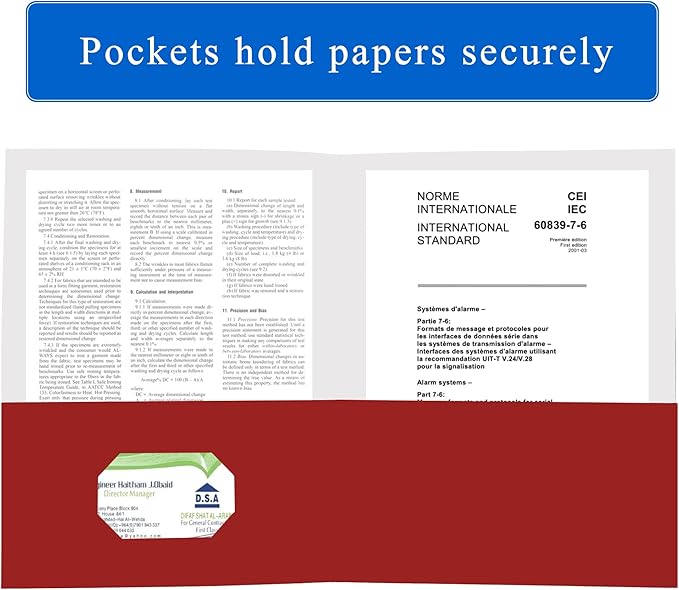 Zzrywuty 100 Packs Paper Folders with Pockets for Students,Businessmen and Office Workers,Letter Size,Two Pocket Folders with Card Slot for Office,Business,School Supplies (Red)