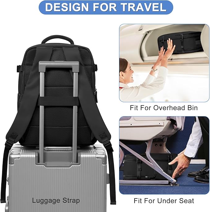 Travel Backpack For Women Airline Approved Carry On Backpack Flight Approved Waterproof Sports Luggage Backpack Casual Daypack Small Hiking Backpack Black Backpack