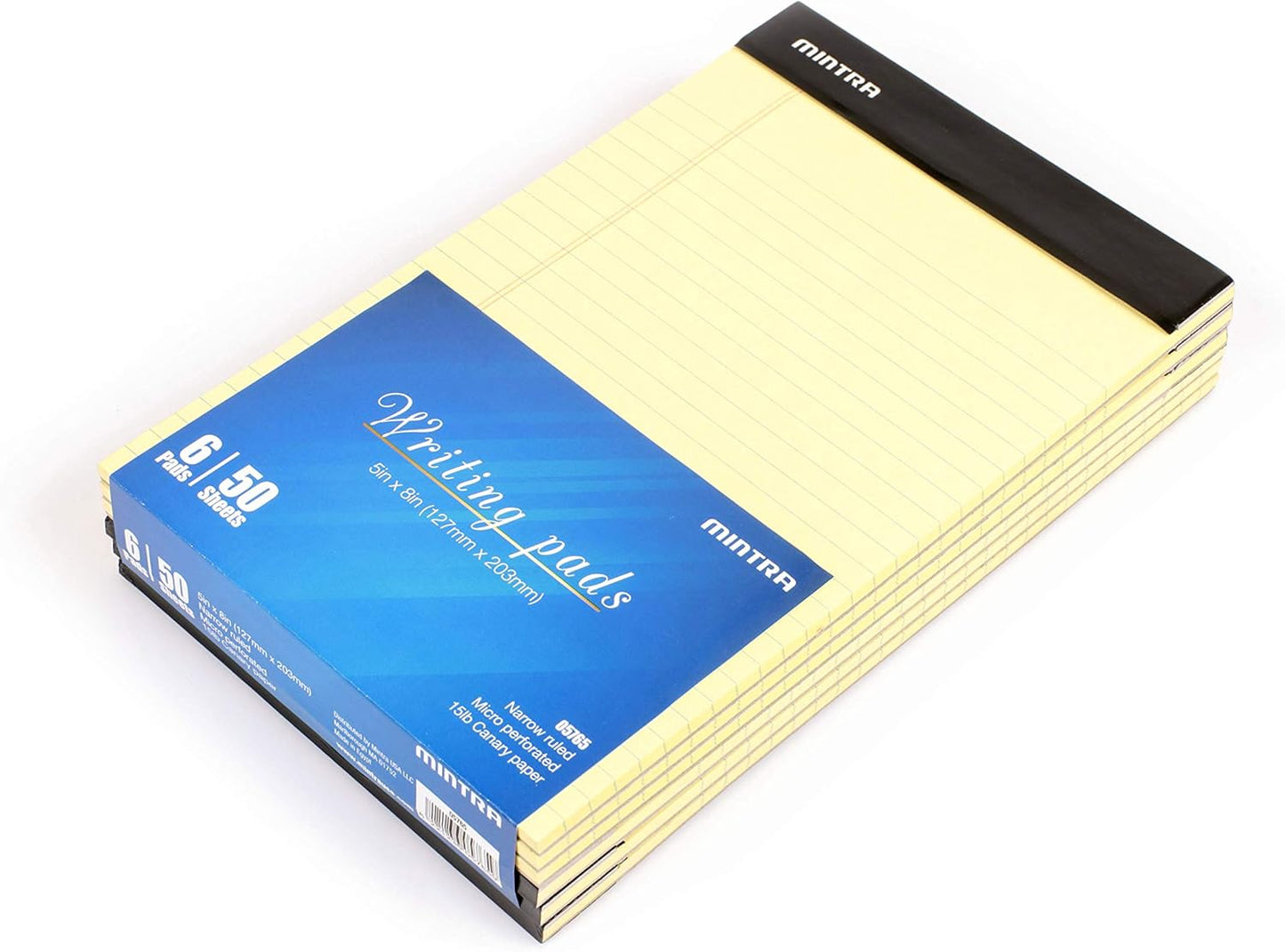 Mintra Office Legal Pads, ((xPremium, 5in x 8in, Narrow (Canary), 36pk (6-6pks))