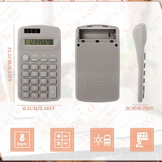 48 Pcs Pocket Size Solar Calculators Bulk for Classroom Mini Basic Calculator Solar Battery Dual Power 8 Digit Display for Kids Student School Office Accounting Tool