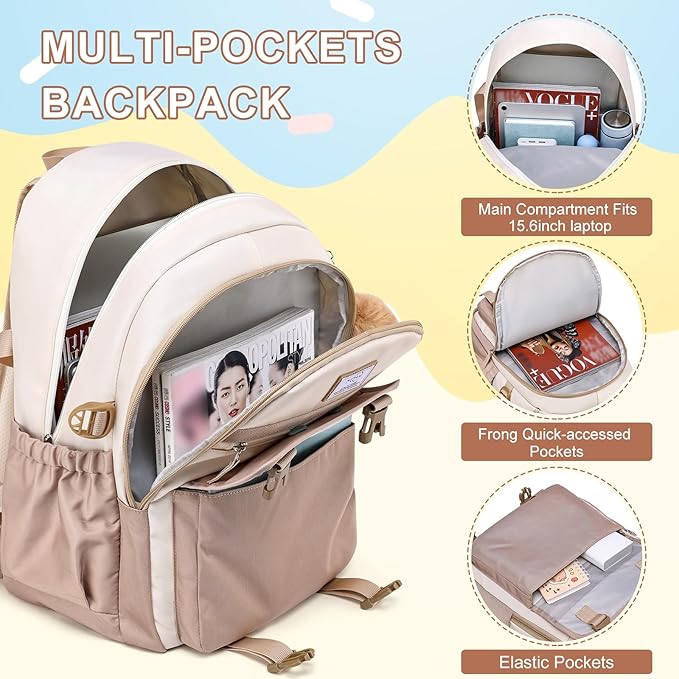 MOMUVO School Backpack Set for Girls,3pcs Bookbag with Lunch Box Pencil Case Kids School Bag Set