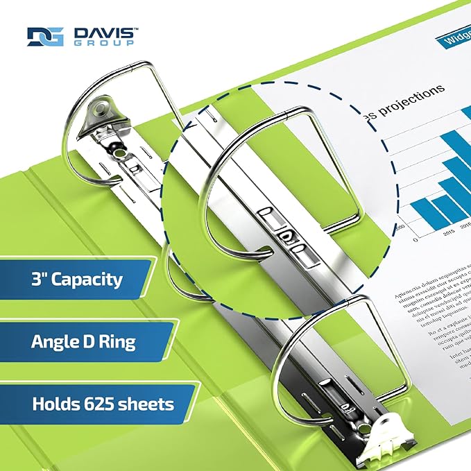 Premium Economy 6-Pack 3-Ring Binders for School or Office, D-Ring Binders, 3 Inch, Lime Green