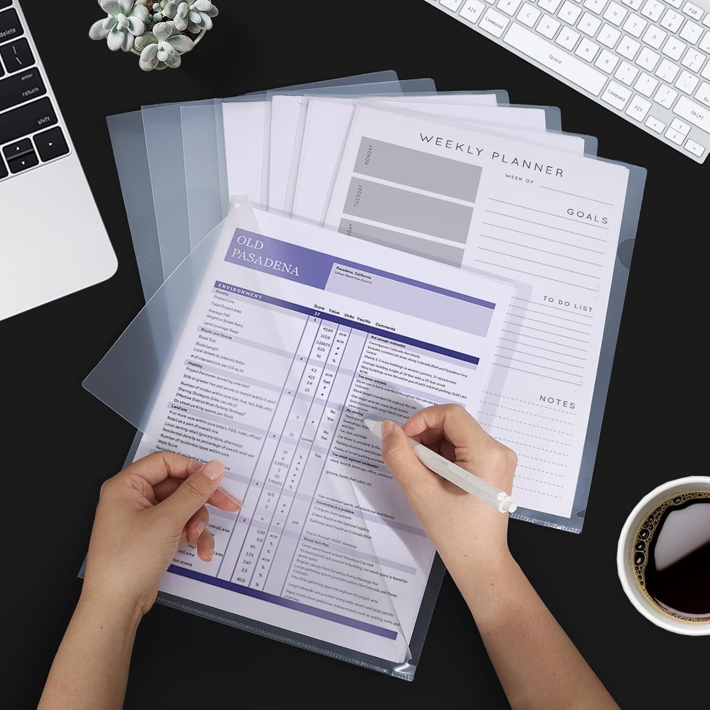 40PCS Plastic Clear Document Folders,L-Type Transparent Folder Project Pockets for A4/ Letter Size,18C (1.8mm) Thick