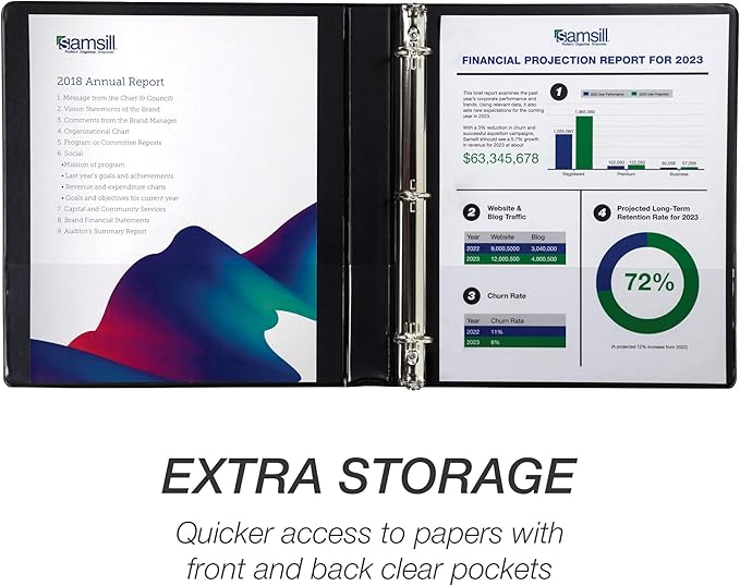 Samsill Durable 1 Inch Binder, Made in the USA, Round Ring Customizable Clear View Binder, Black, 24 Pack (MP248430)