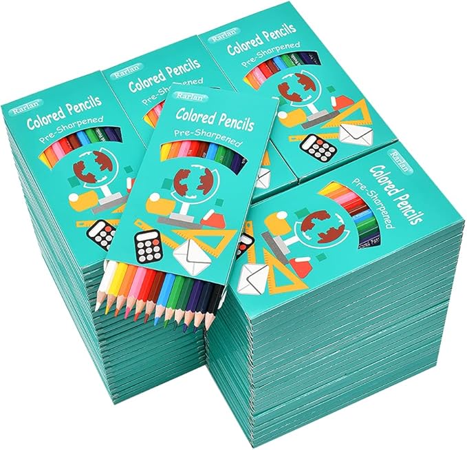 Colored Pencils Bulk, Pre-sharpened Colored Pencils for Kids, 12 Assorted Colors, Pack of 96, Coloring Pencils 1152 Count