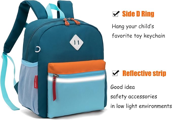 HawLander Little Kids Backpack for Boys Toddler School Bag Fits 3 to 6 years old, 12 inch, Blue