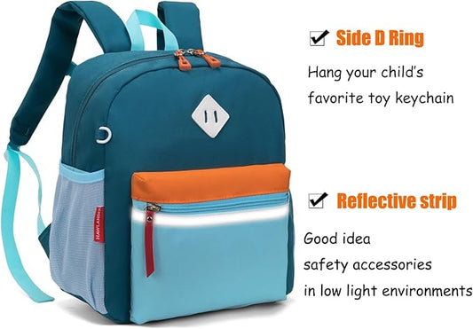 HawLander Little Kids Backpack for Boys Toddler School Bag Fits 3 to 6 years old, 12 inch, Blue