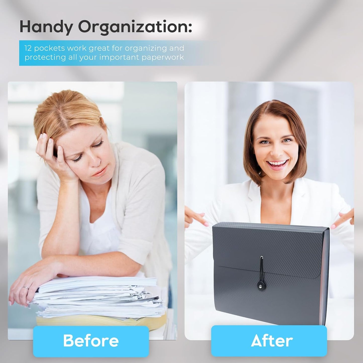 Expanding File Folder, Accordion File Organizer for Sorting Documents and Papers, 13 Pockets File Storage Organizer for Home, Travel and Office Use (Grey)