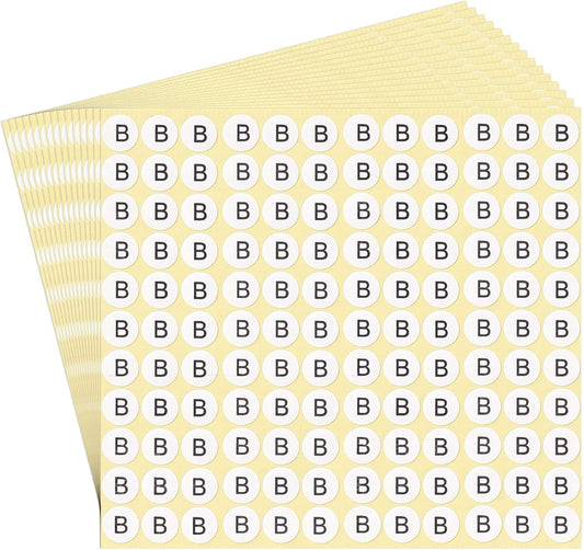 dealzEpic - Alphabet Stickers of The Letter B - Small Round Paper Self-Adhesive Peel and Stick Letter Labels - Set of 15 Sheets