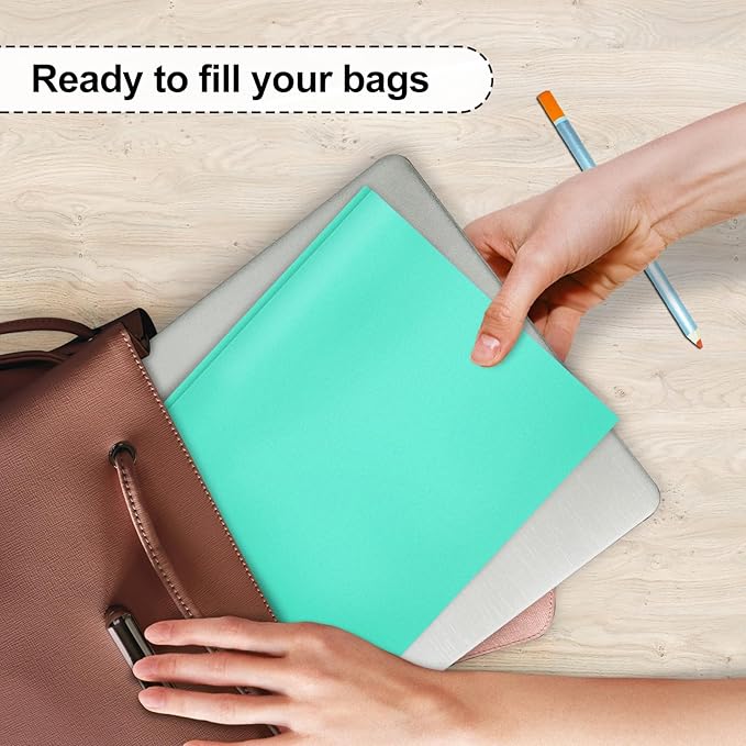 ViVin 12-Pack Pastel Color Folders, Durale Plastic Folders with Pockets and Prongs, 2 Pocket Letter Size Poly File Folders with 3-Prong Fasteners, Cute Folders for School, Home and Office(Light Green)