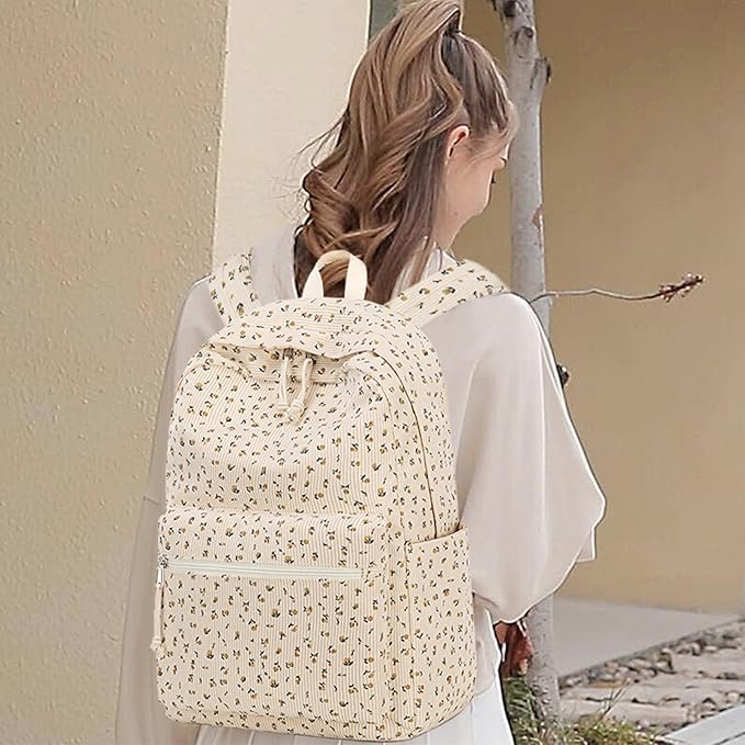 School Backpack for Teens Large Corduroy Bookbag Lightweight 15.6 inch Laptop Bag for Girls Women Casual High School College