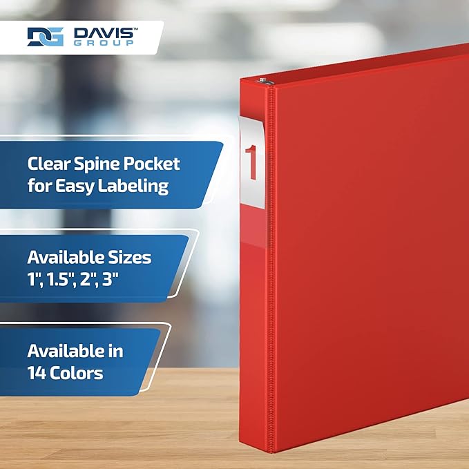 Premium Economy 6-Pack 3-Ring Binders for School or Office, D-Ring Binders, 1 Inch, Red