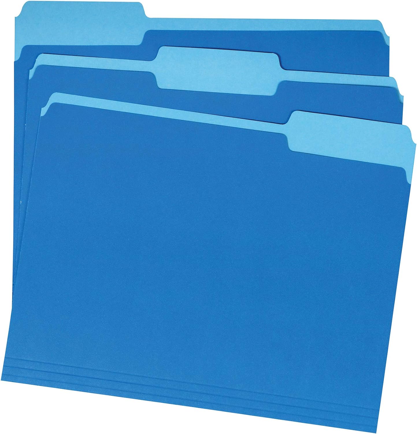 Amazon Basics File Folders, Letter Size, 1/3 Cut Tab, Sturdy with Tabs for Organizing and Filing, Blue, 36-Pack