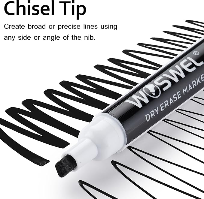 Dry Erase Markers, 60 Bulk Pack, Black Chisel Tip Whiteboard Markers, Chisel Point Low Odor Dry Erase Markers