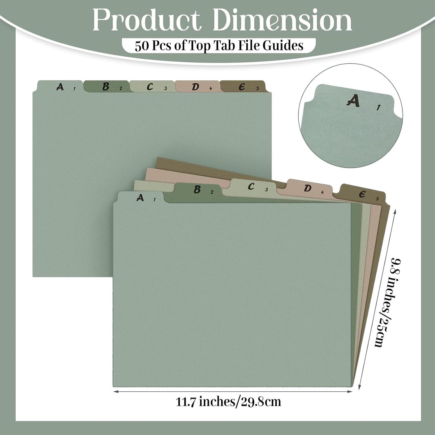 2 Set 50 Pcs Alphabet File Dividers Top Tab File Guides Set, Heavyweight A-z Letter Size Filing Cabinet Dividers 1/5 Cut Tab Desk Organizer for Work School Office(Morandi Color)