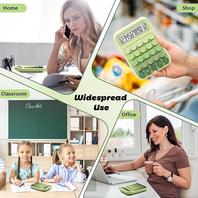 Gradient Green Calculator, UPIHO Standard Calculator with 12 Digit Display and Big Buttons,Sage Green Office Supplies and Desk Accessories for Office,School