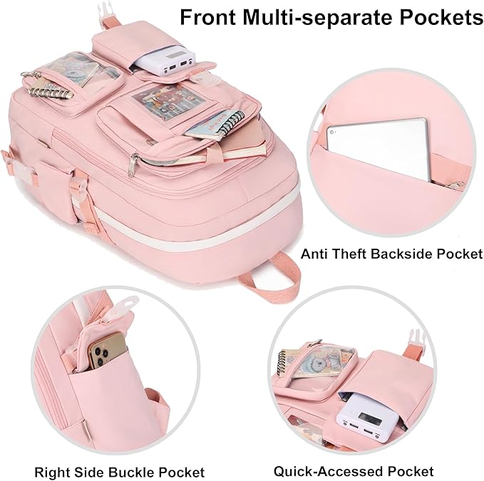 Backpacks for Girls,Laptop Backpack 15.6 Inch School Bag Cute College Large Bookbags Travel for Teens Women Students Anti Theft Daypack (Pink)