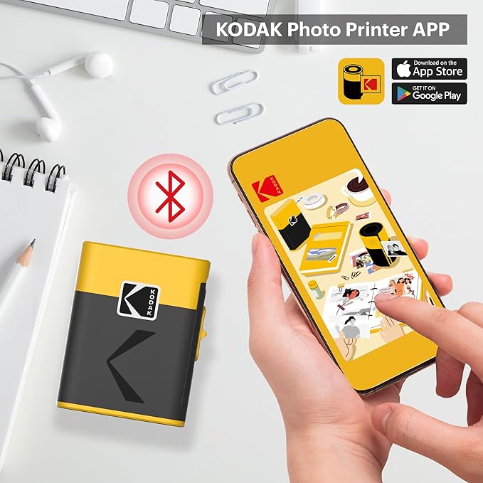 KODAK Label ERA Label Maker Machine Bundle, Yellow (1 Roll Sticker Label & 12 Rolls Set)