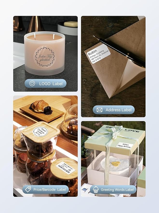 NIIMBOT B21 Label Maker, 2 Inch Portable Thermal Label Printer, Label Maker Machine with Tape, Compatible with Android, iOS & PC,Labeling for Home Storage Office and Small Business,Off-White