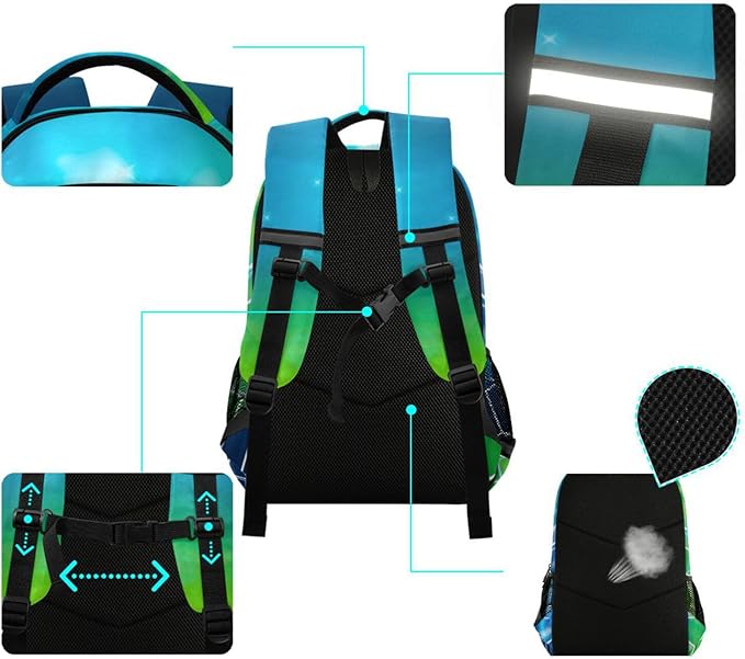 Soccer Ball Football on Field Backpack for Boys Girls Elementary School Bag Kids Bookbag Travel Rucksack