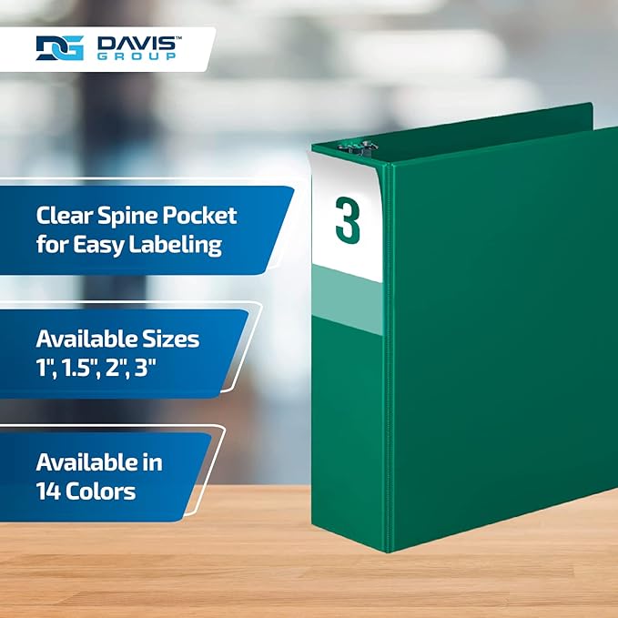Premium Economy 6-Pack 3-Ring Binders for School or Office, D-Ring Binders, 3 Inch, Green
