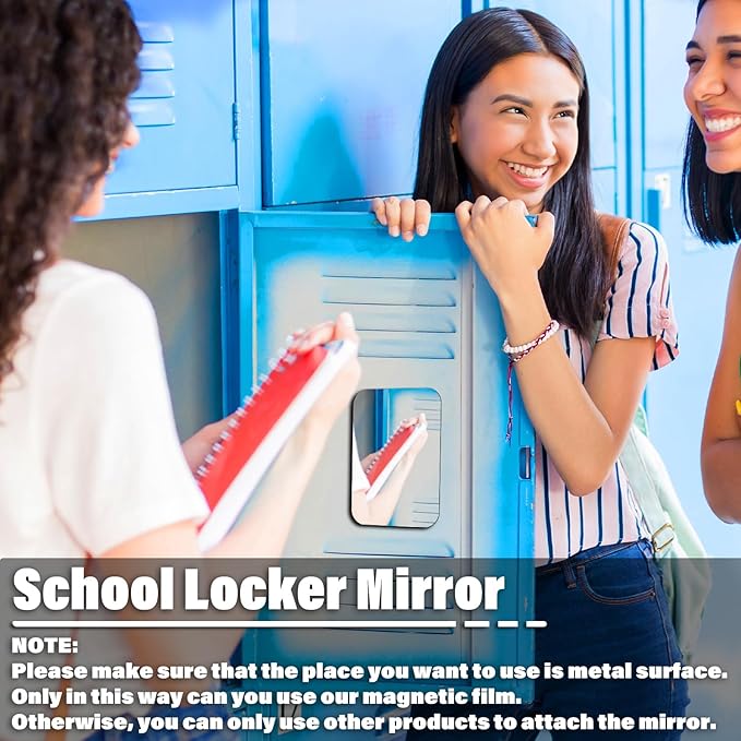 Magnetic Locker Mirror, 4" x 6" Super Clear Reflection Small Real Glass Mirror with Magnetic Back for School Locker Refrigerator Office Cabinet