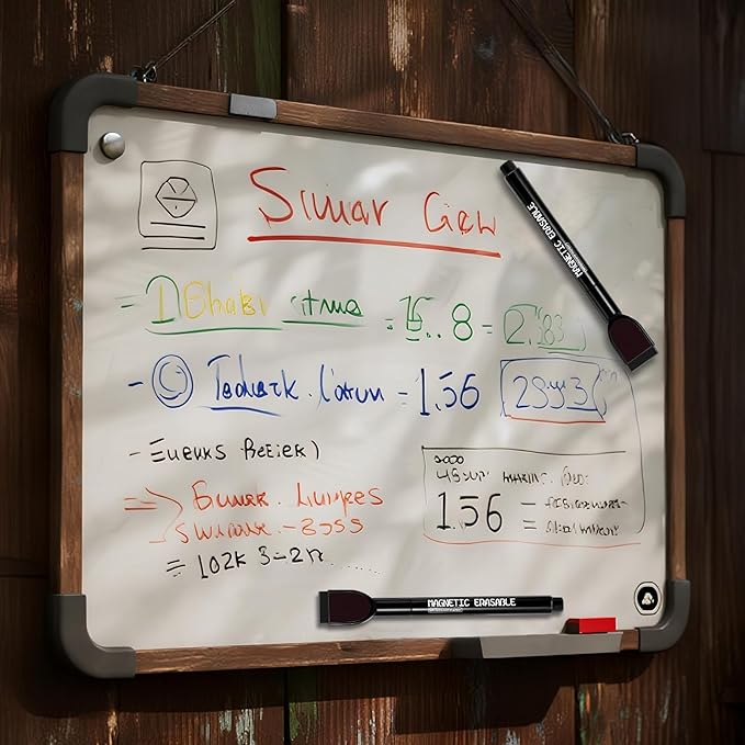 12 Pack Black Magnetic Dry Erase Markers, 0.5mm Fine Tip with Built-in Eraser, Smooth Ink Flow, Suitable for Teachers Designers Offices Home