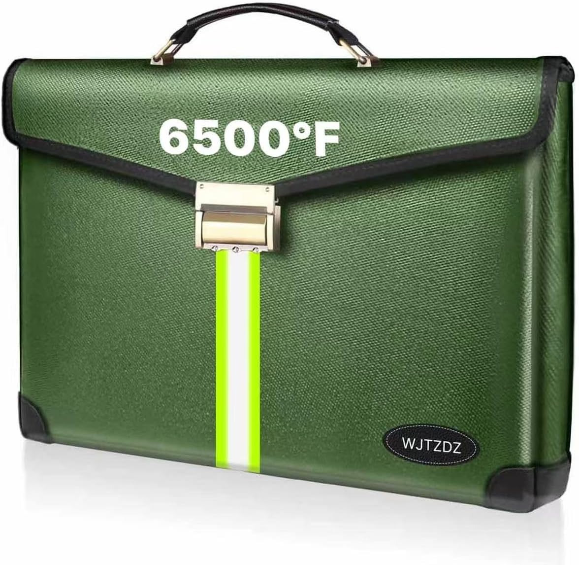 6500°F Fireproof Document Bag with Lock,Upgraded Fireproof/Waterproof Money Bag with Zipper/Reflective Strip,Storage Pouch for A4 Letter Size Document,Cash,Cell Phone,Passport