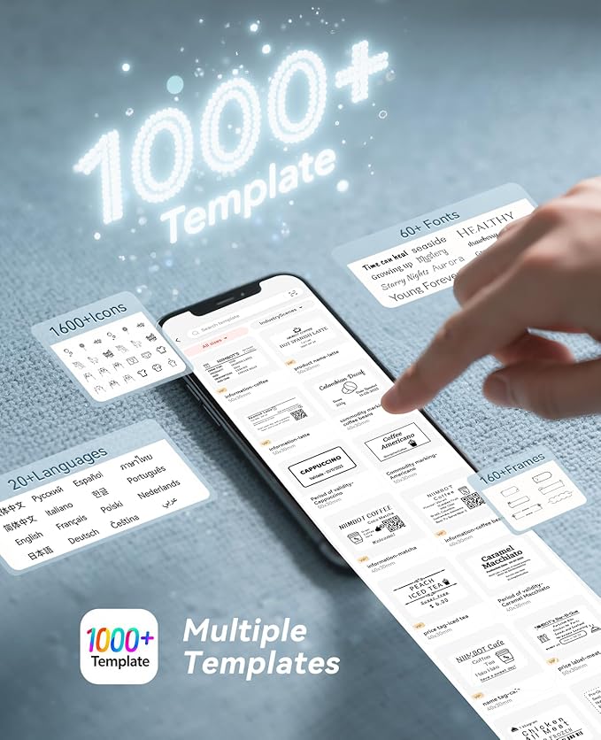 NIIMBOT 2Inch Label Maker Machine with 3 Tape, B1 Portable Sticker Printer for Small Businesses, Clothing, Logo, Jar, Address, Compatible with Phones & PC, Blue